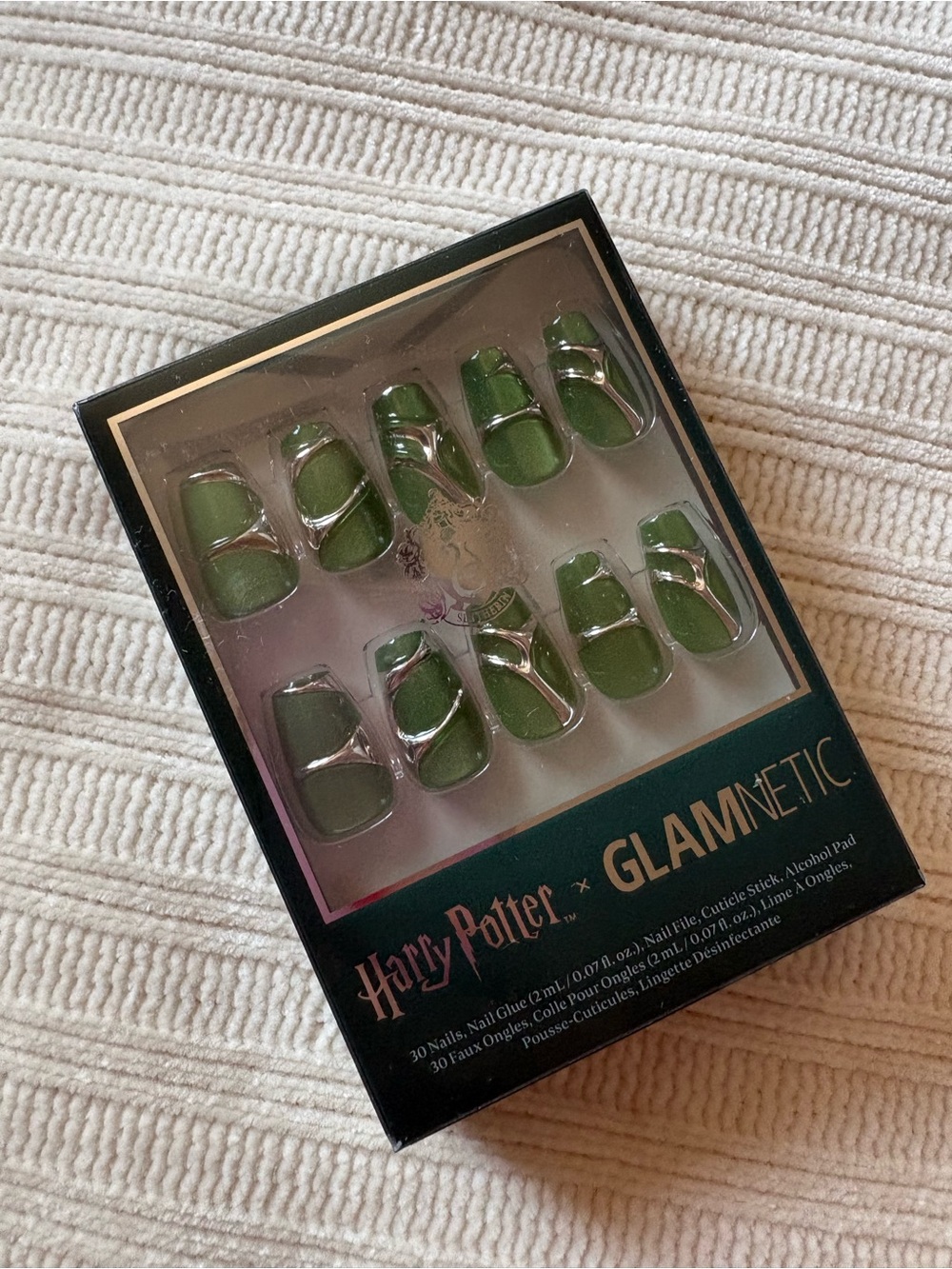 Glamnetic Green Press-On Nails Harry Potter Salazar Slytherin Halloween